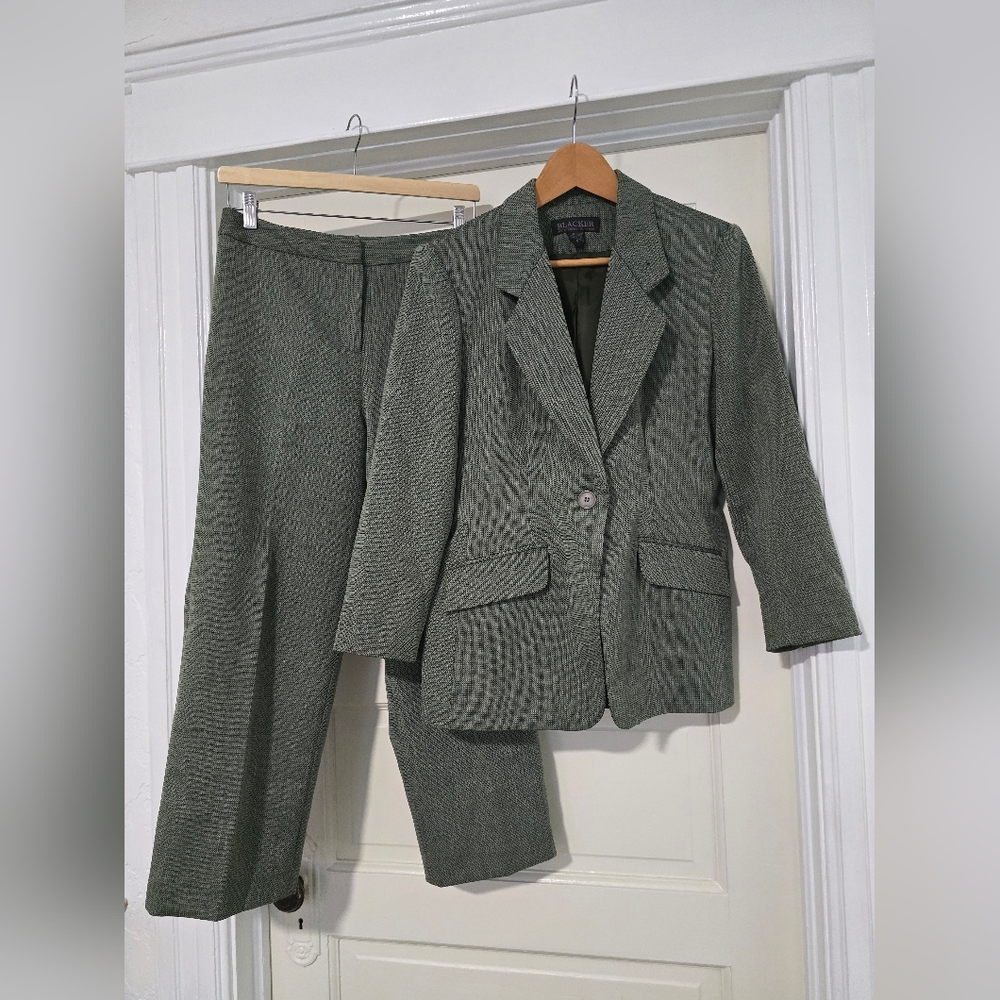 Vintage Blacker Green Textured Blazer and Pants Set
